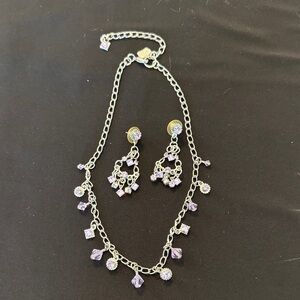 Lunch at the Ritz (LATR) Zander Elliot purple crystal necklace and earrings